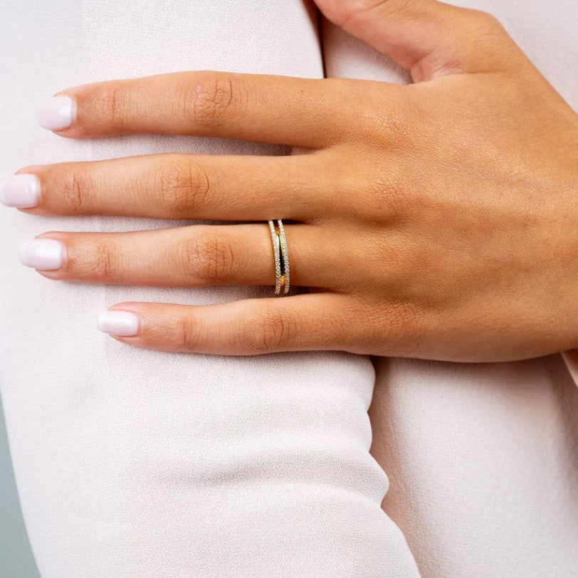 Double Semi Eternity Diamond Ring - TheNetJeweler