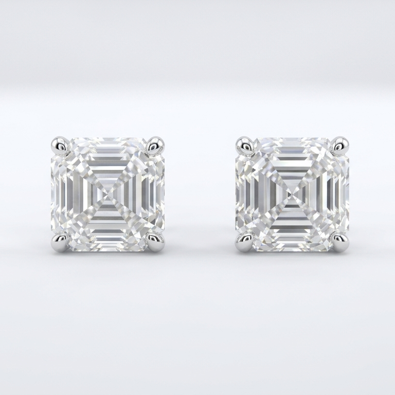 Emerald Cut Lab-Grown Diamond Stud Earrings 5.0 ctw 14K White Gold