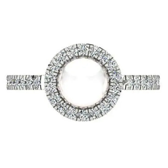 Freshwater Pearl and Halo Diamond White Gold Ring - Thenetjeweler
