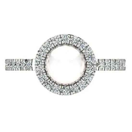 Freshwater Pearl and Halo Diamond White Gold Ring