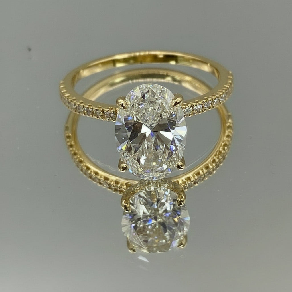 2.50 ct lab oval diamond ring 18K Yellow Gold -thenetjeweler