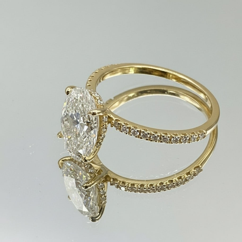 2.50 ct Oval Lab Diamond 18k Yellow Gold Engagement Ring - Thenetjeweler