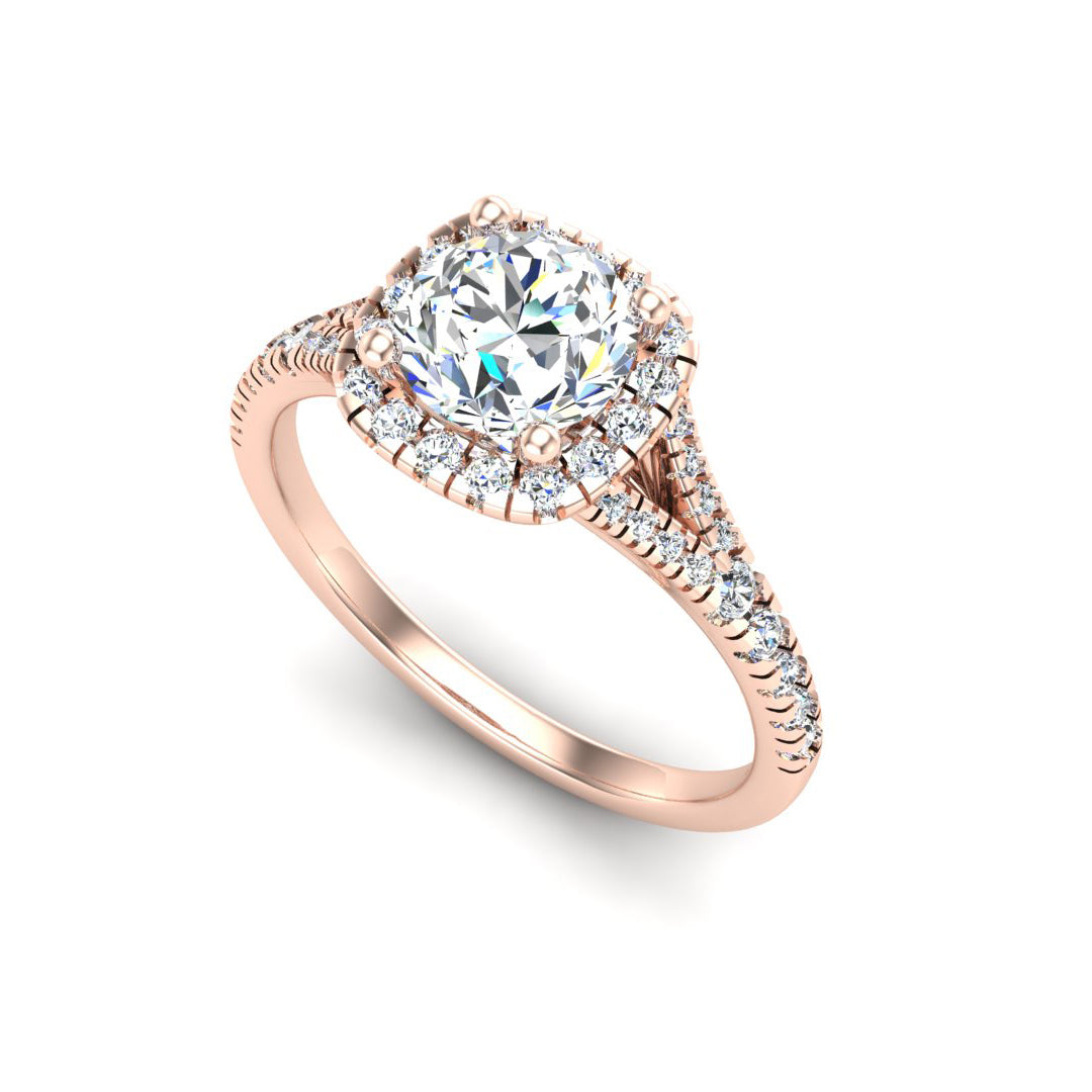 Cushion Halo Diamond Engagement Ring 0.50ctw Thenetjeweler by Importex