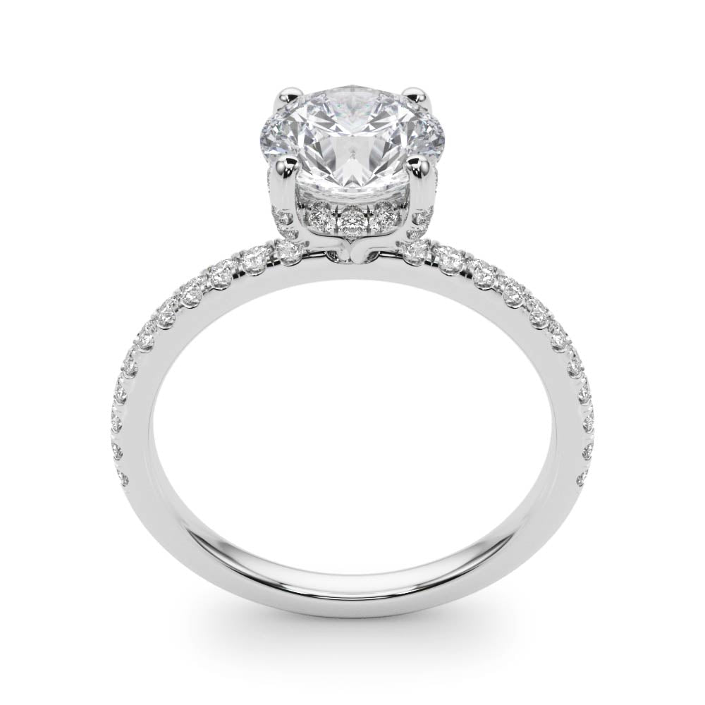 Hidden Halo Diamond Engagement Ring with Side Stones (0.35 ct.tw) - Thenetjeweler
