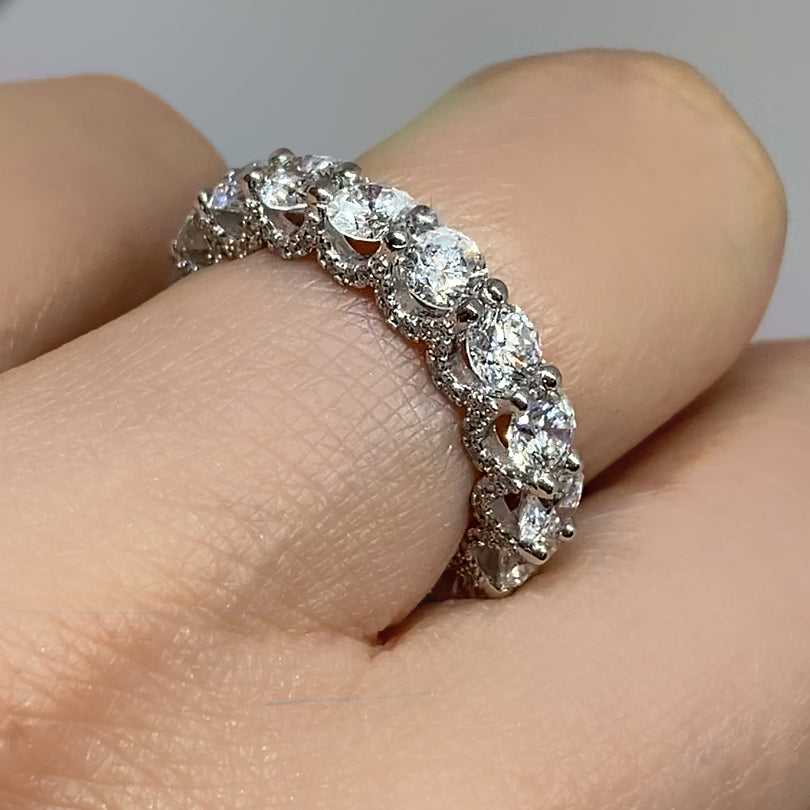 7.5 Carat U Prong Pave  Round Diamond Eternity Band |- TheNetJeweler