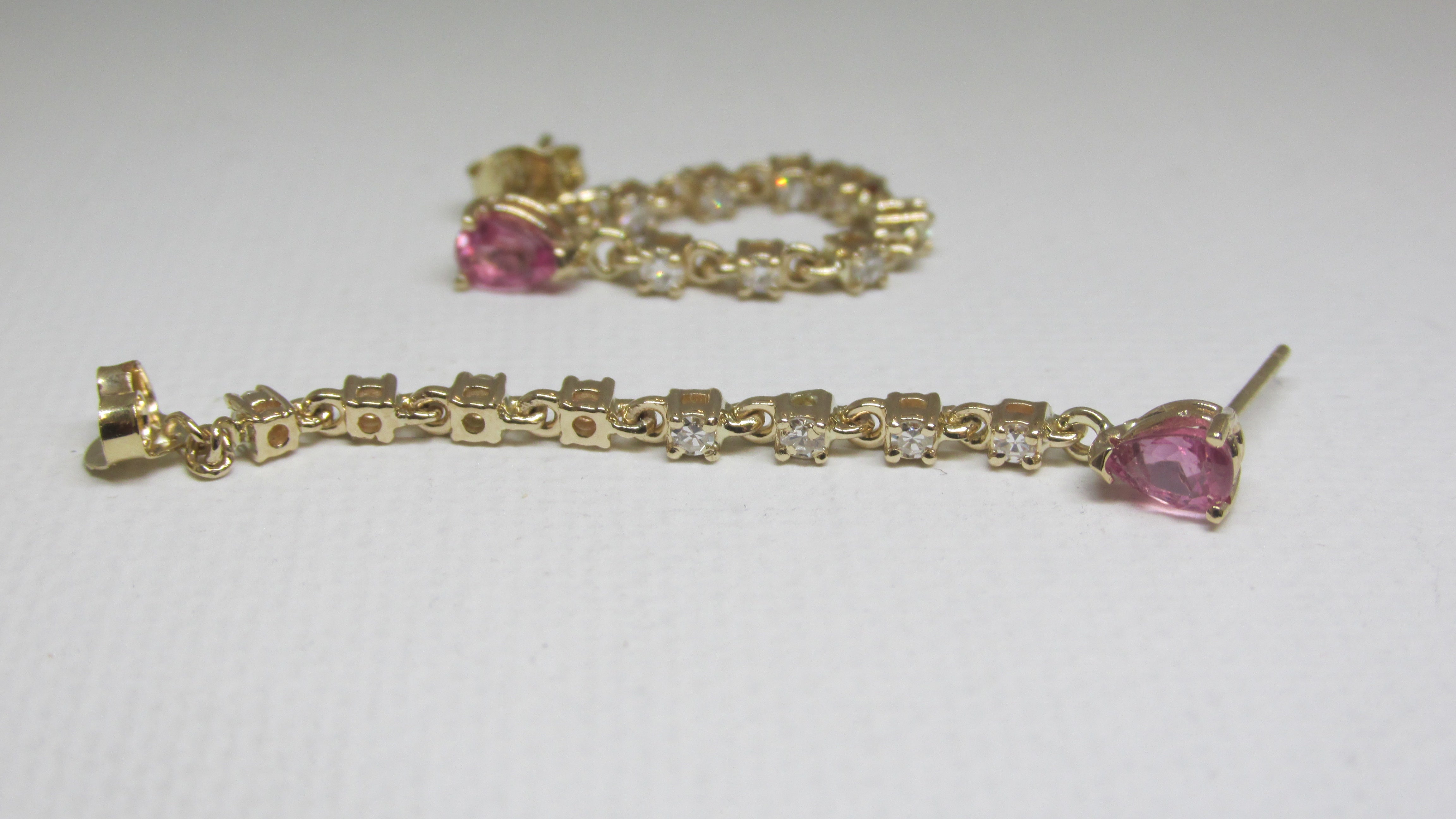 Diamond and Ruby U Hoop Linked Tennis Earrings - Thenetjeweler