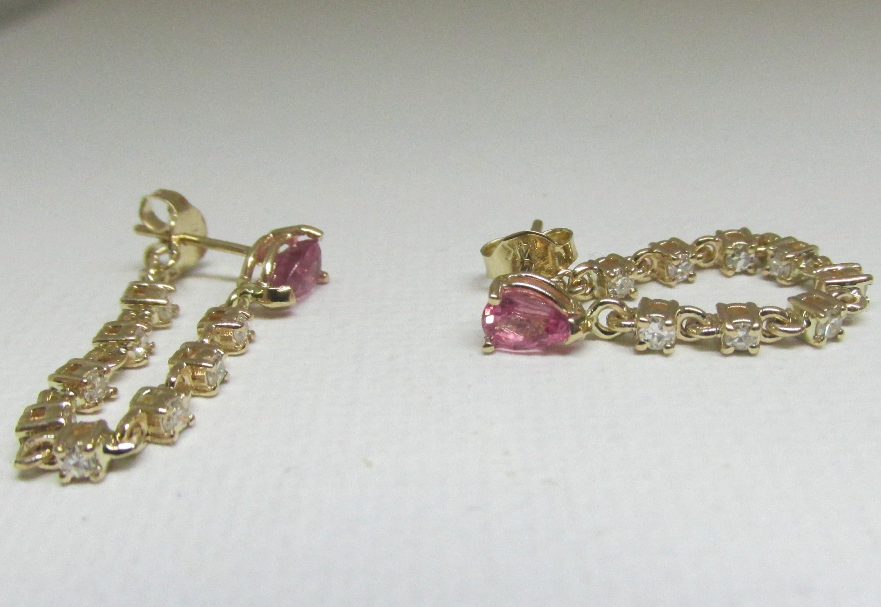 Diamond and Ruby U Hoop Linked Tennis Earrings - Thenetjeweler