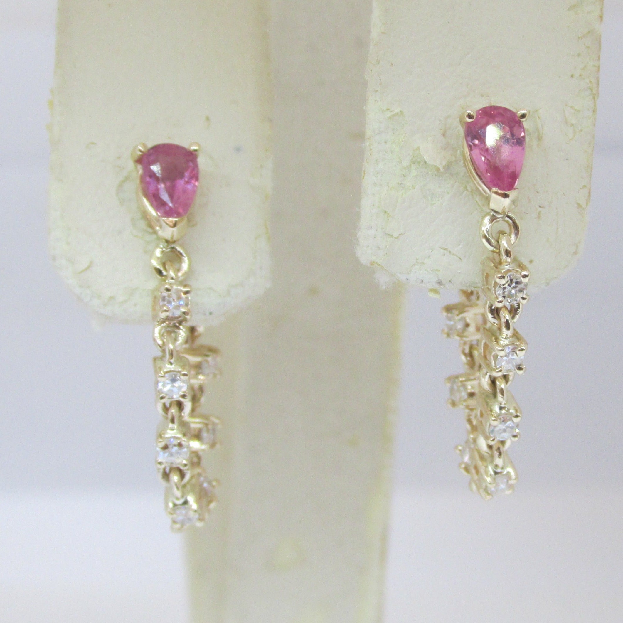 Diamond and Ruby U Hoop Linked Tennis Earrings - Thenetjeweler