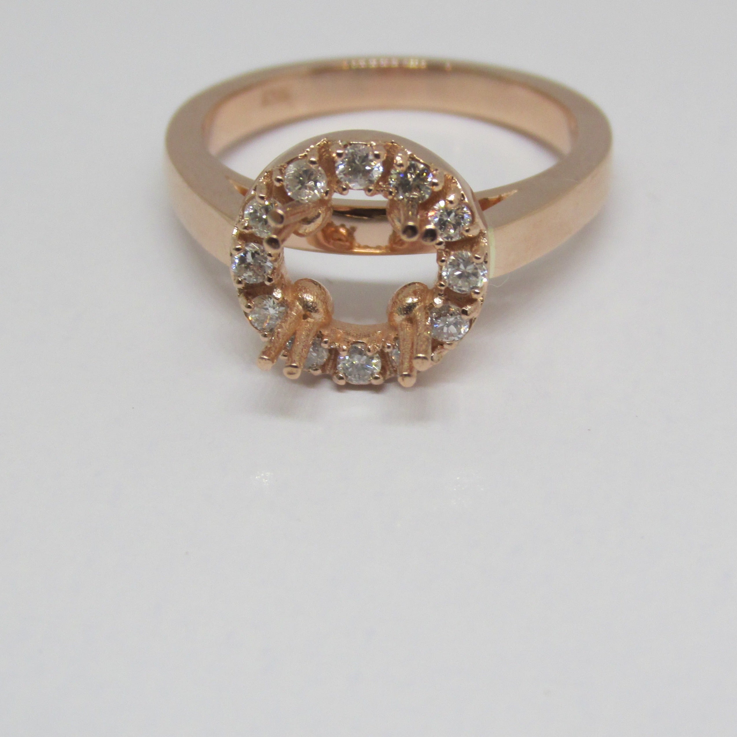 Round Diamond Halo Solitaire Engagement Ring 18K Pink Gold - Thenetjeweler