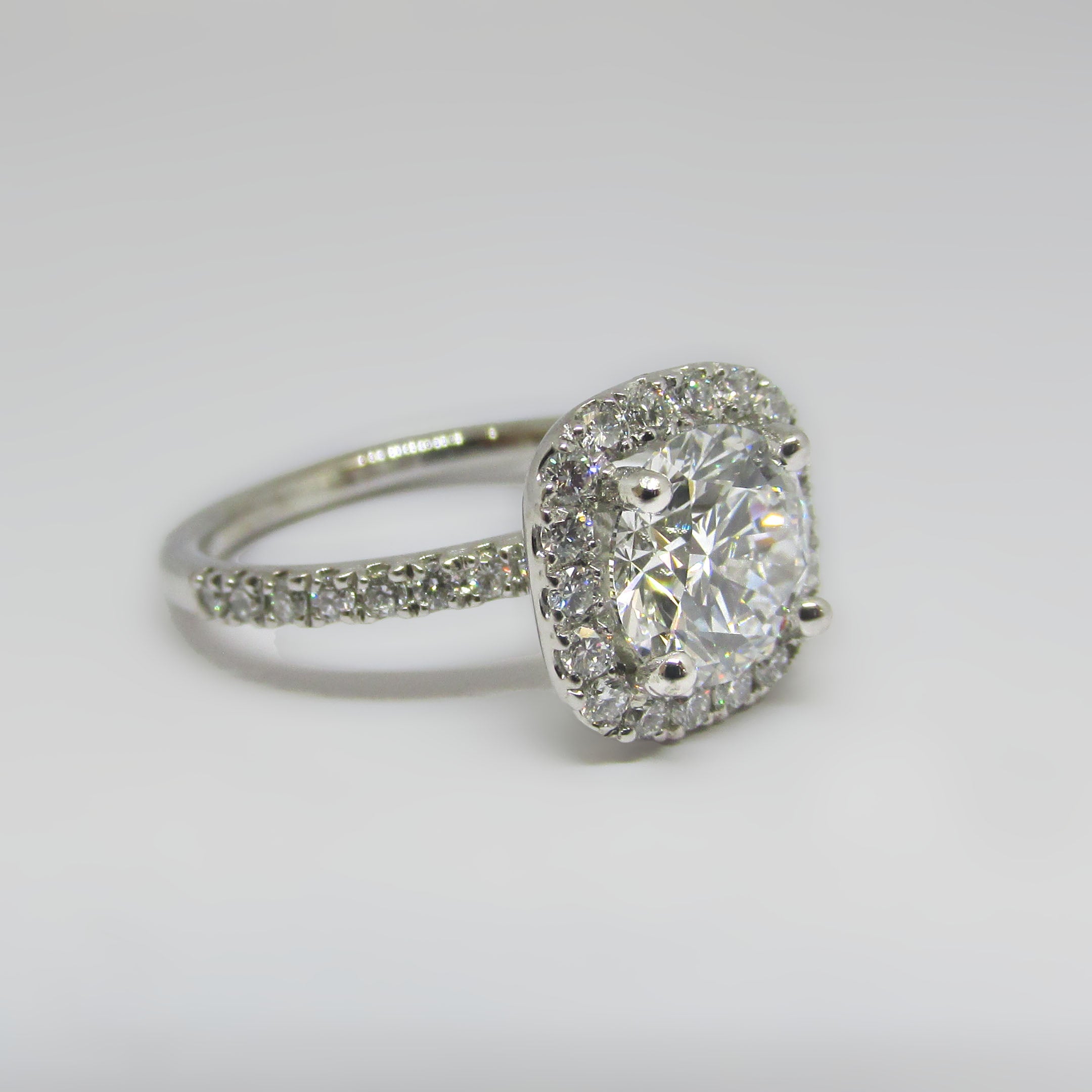 Cushion Halo Round Diamond Engagement Ring 1.59 ct. tw - Thenetjeweler