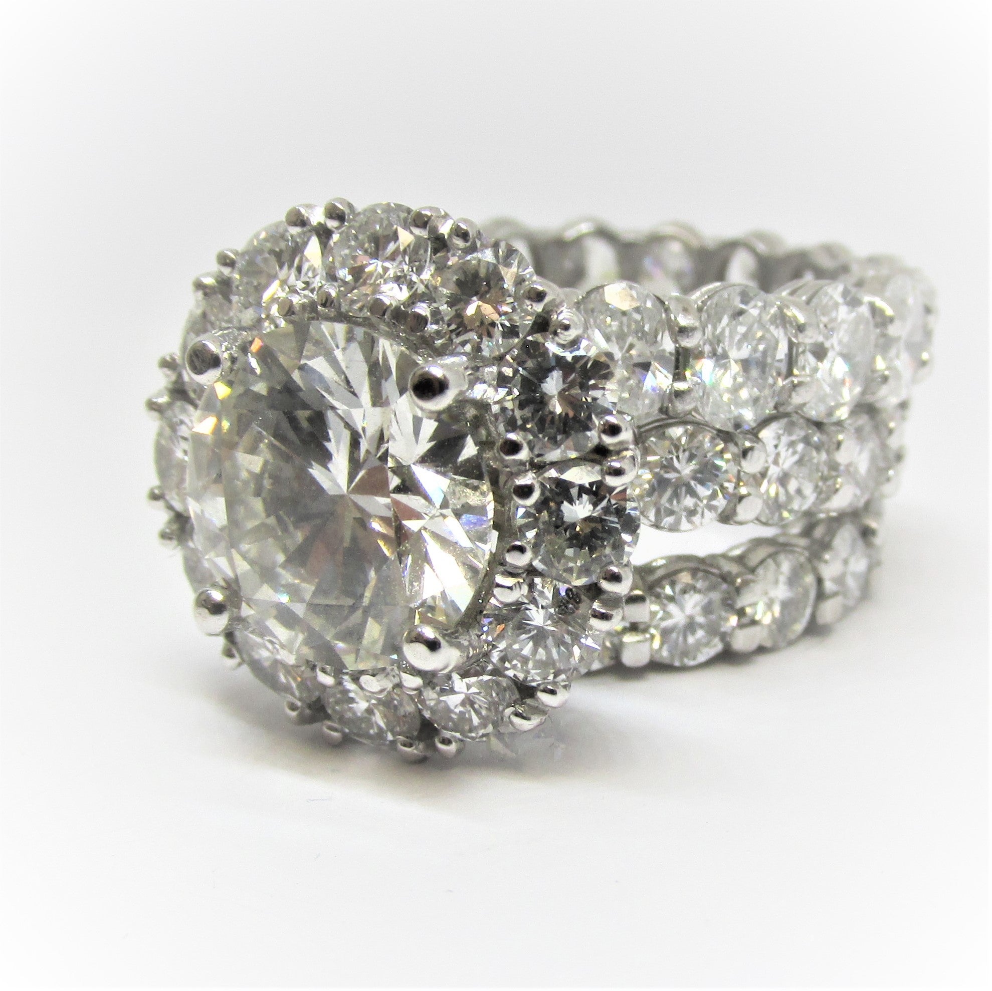 4 Carat Round Diamond Engagement Ring and Eternity Band 18K - Thenetjeweler