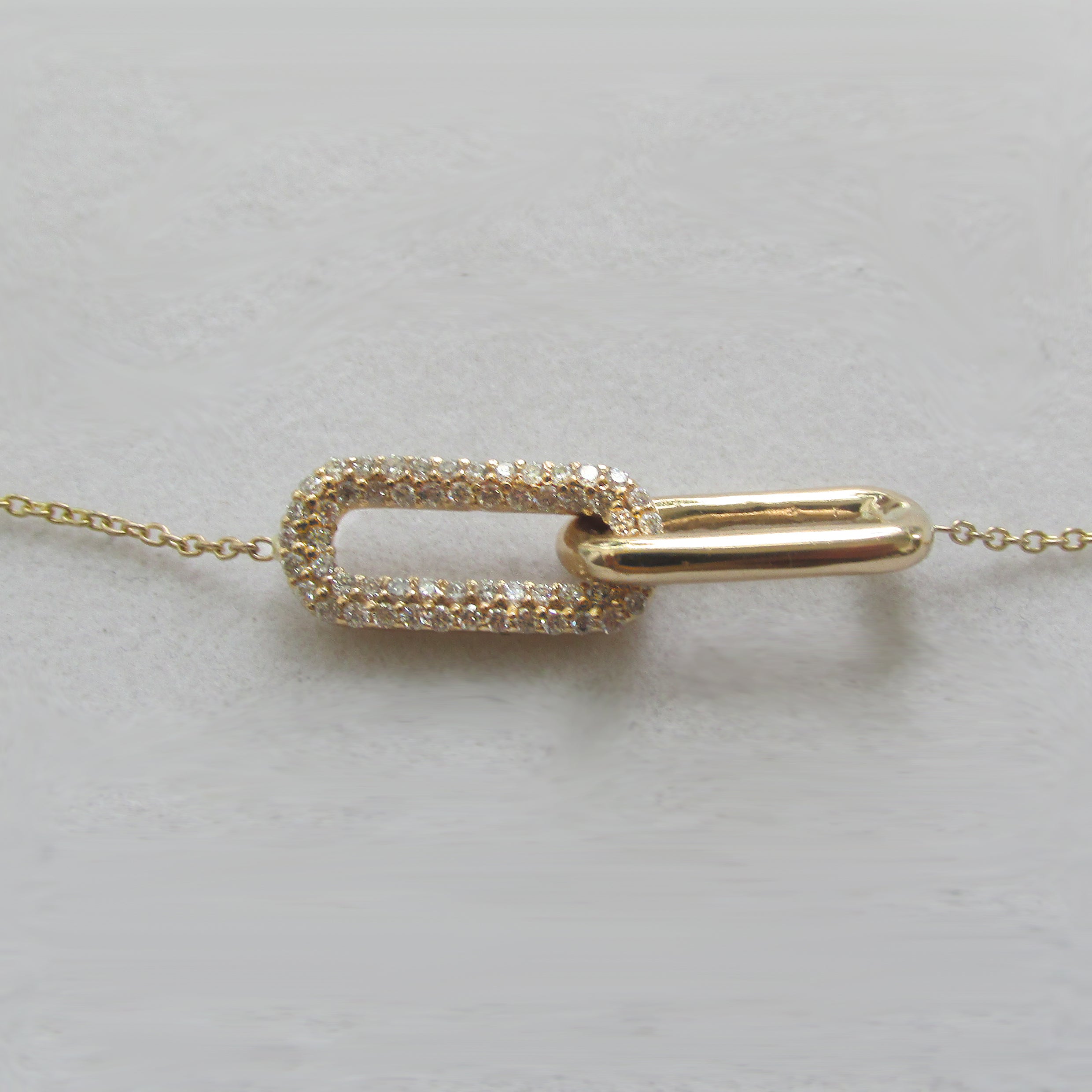Interlocked Gold Diamond Paperclip Link Bracelet Thenetjeweler by Importex