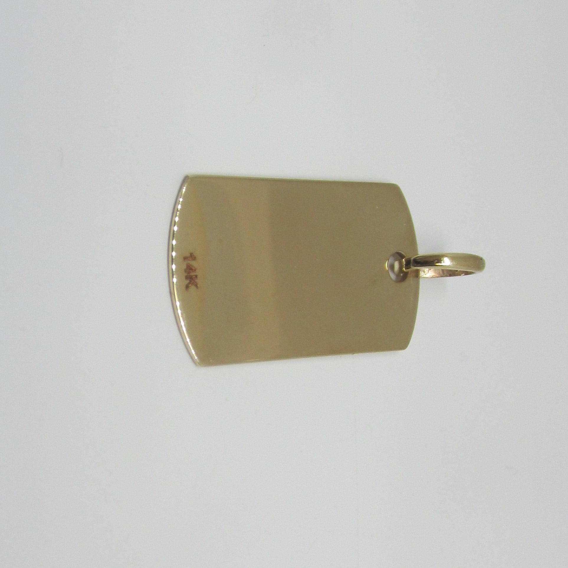 14K Yellow Gold DOG TAG Pendant |- TheNetJeweler