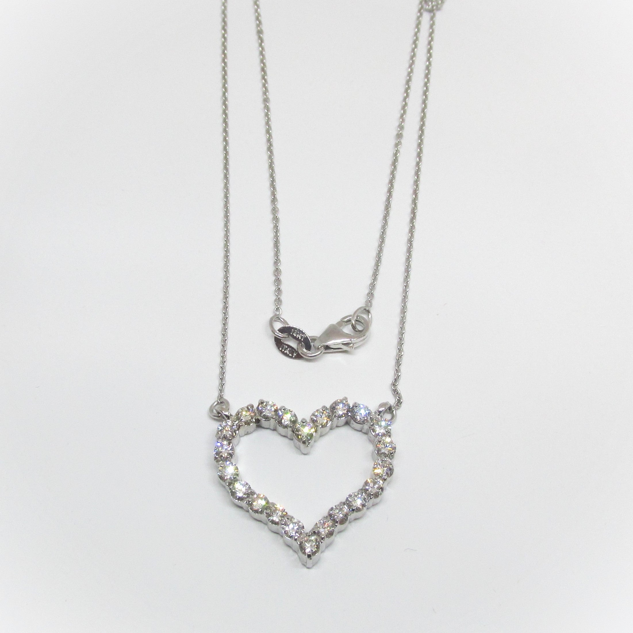 0.91 ctw Round Diamond Open Heart Necklace - Thenetjeweler