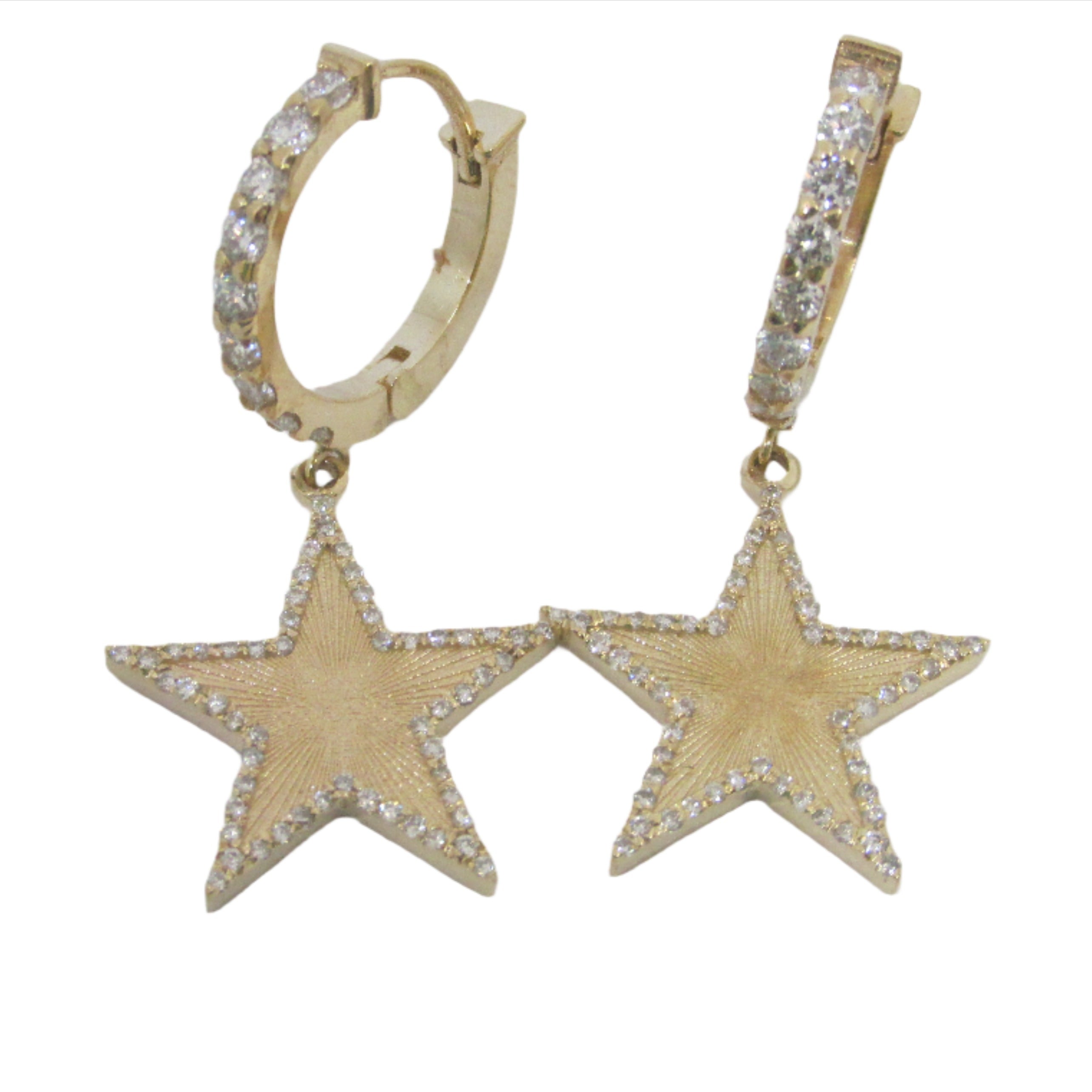 Diamond Star Dangling Huggie Earrings - Thenetjeweler