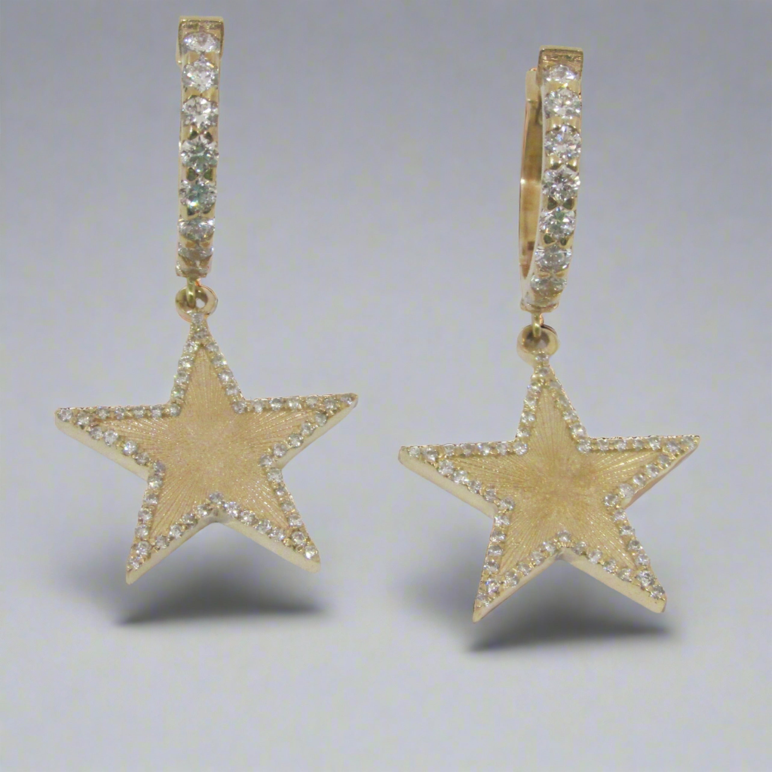 Diamond Star Dangling Huggie Earrings - Thenetjeweler