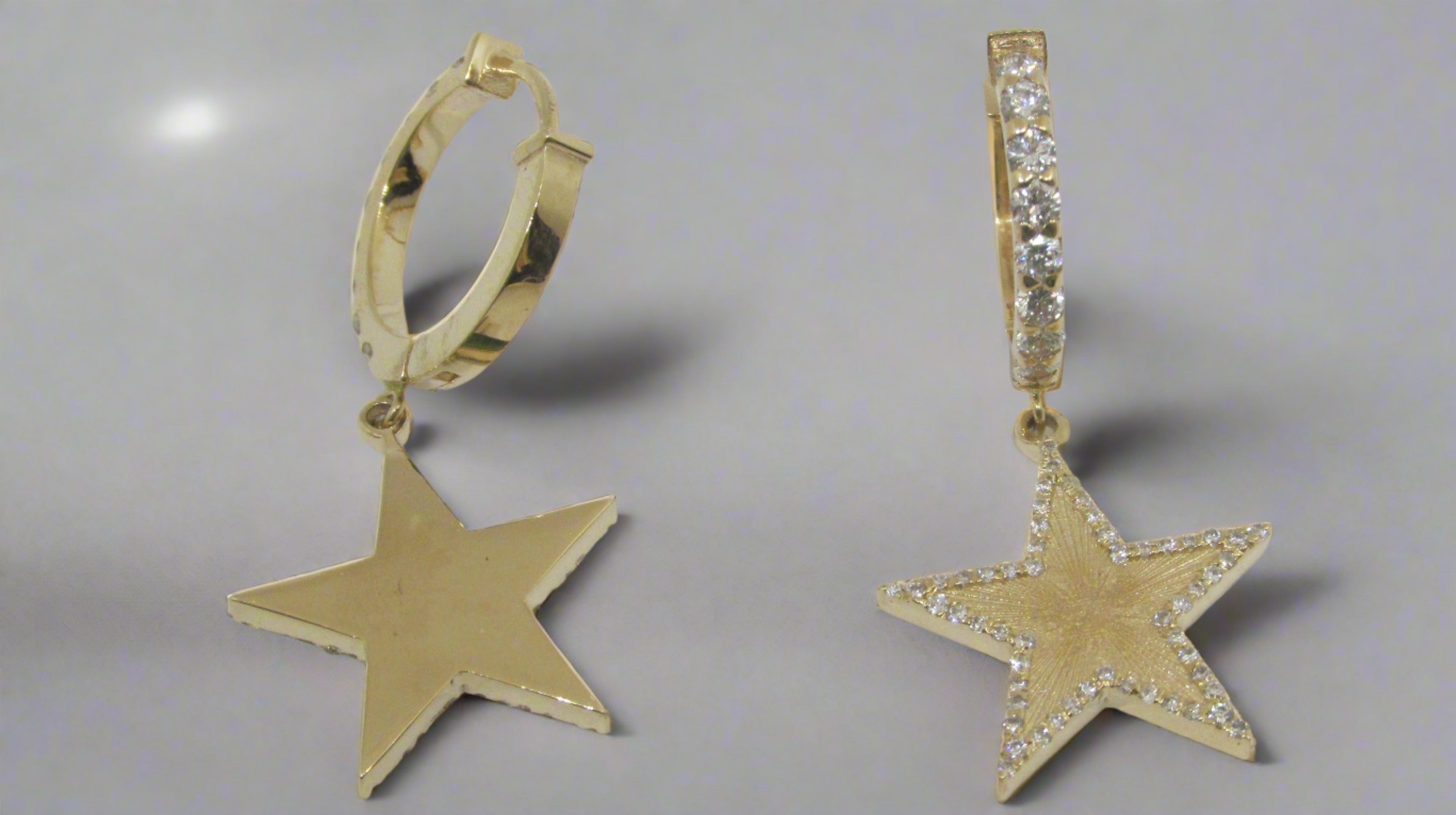 Diamond Star Dangling Huggie Earrings - Thenetjeweler