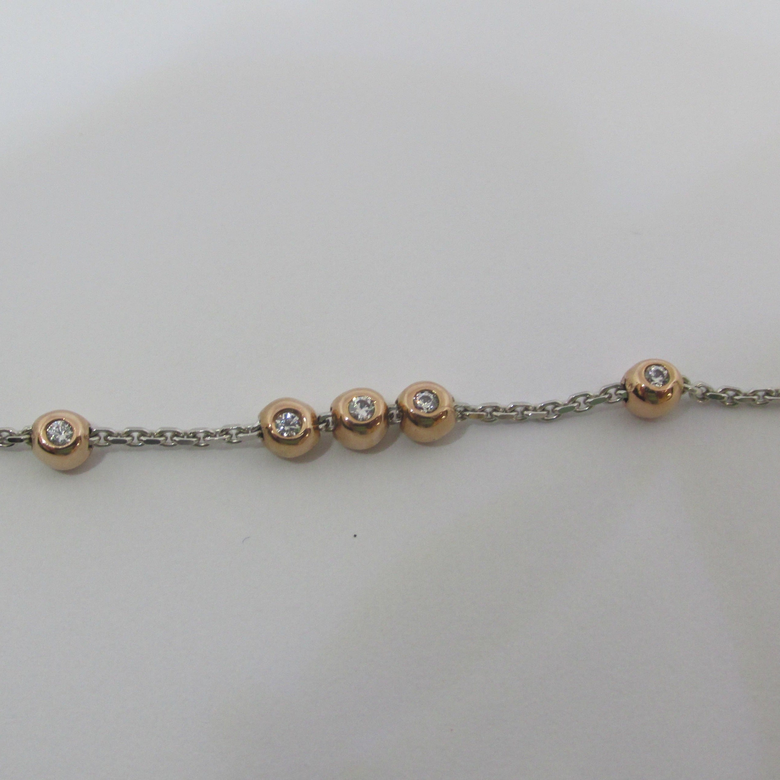 Cubic Zirconia Link Bracelet 14K White and Yellow Gold - Thenetjeweler