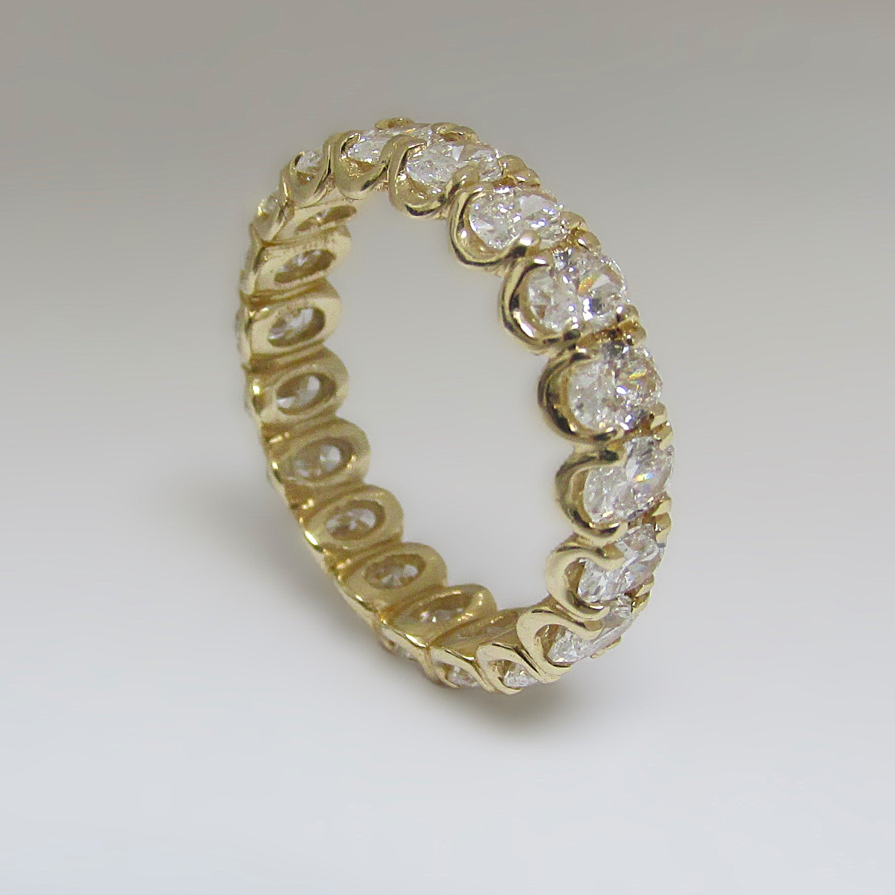 Lab Grown Diamond Oval Cut Eternity Ring in 14k Yellow Gold - Thenetjeweler