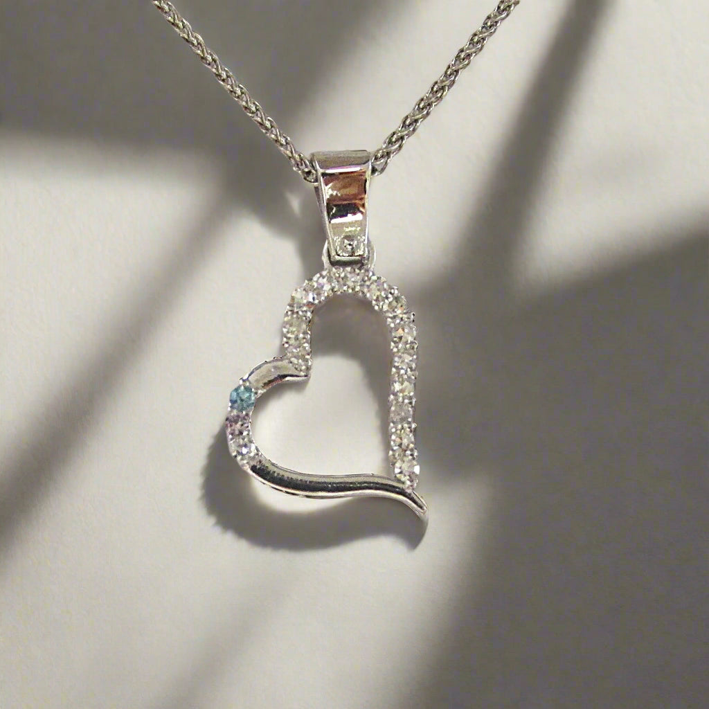 The Diamond Open Heart Pendant with Gemstone Accents - Thenetjeweler