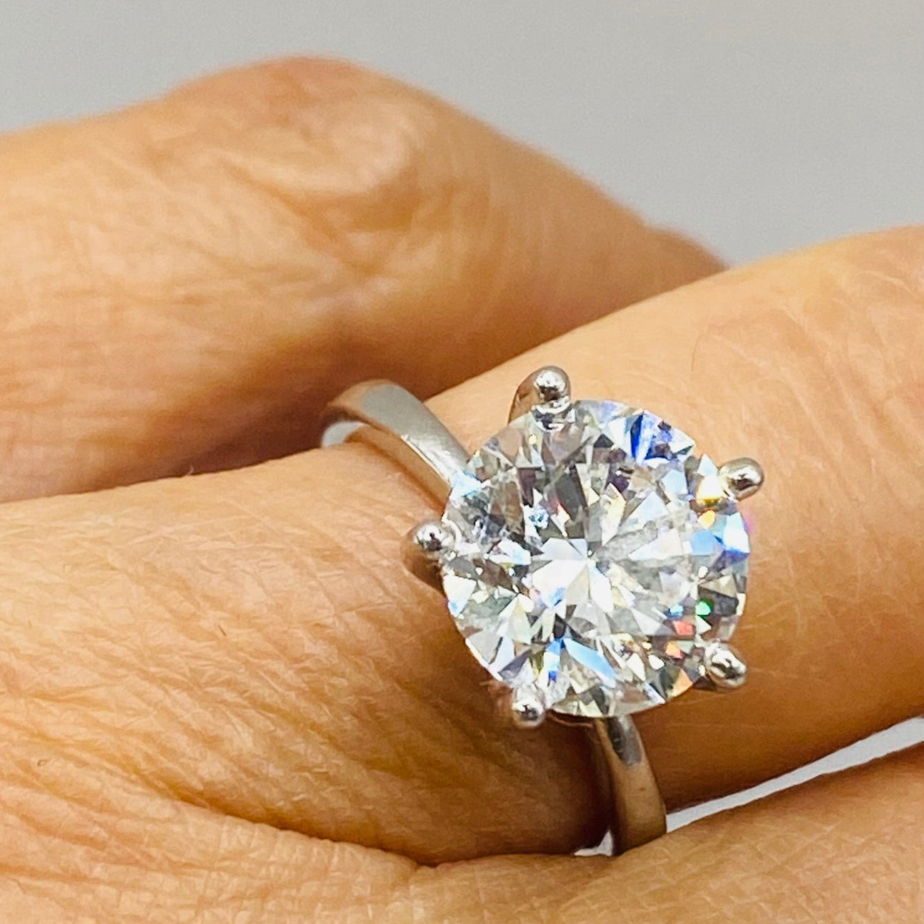 3ct Lab Grown Diamond Platinum Solitaire Engagement Ring 5-Prong