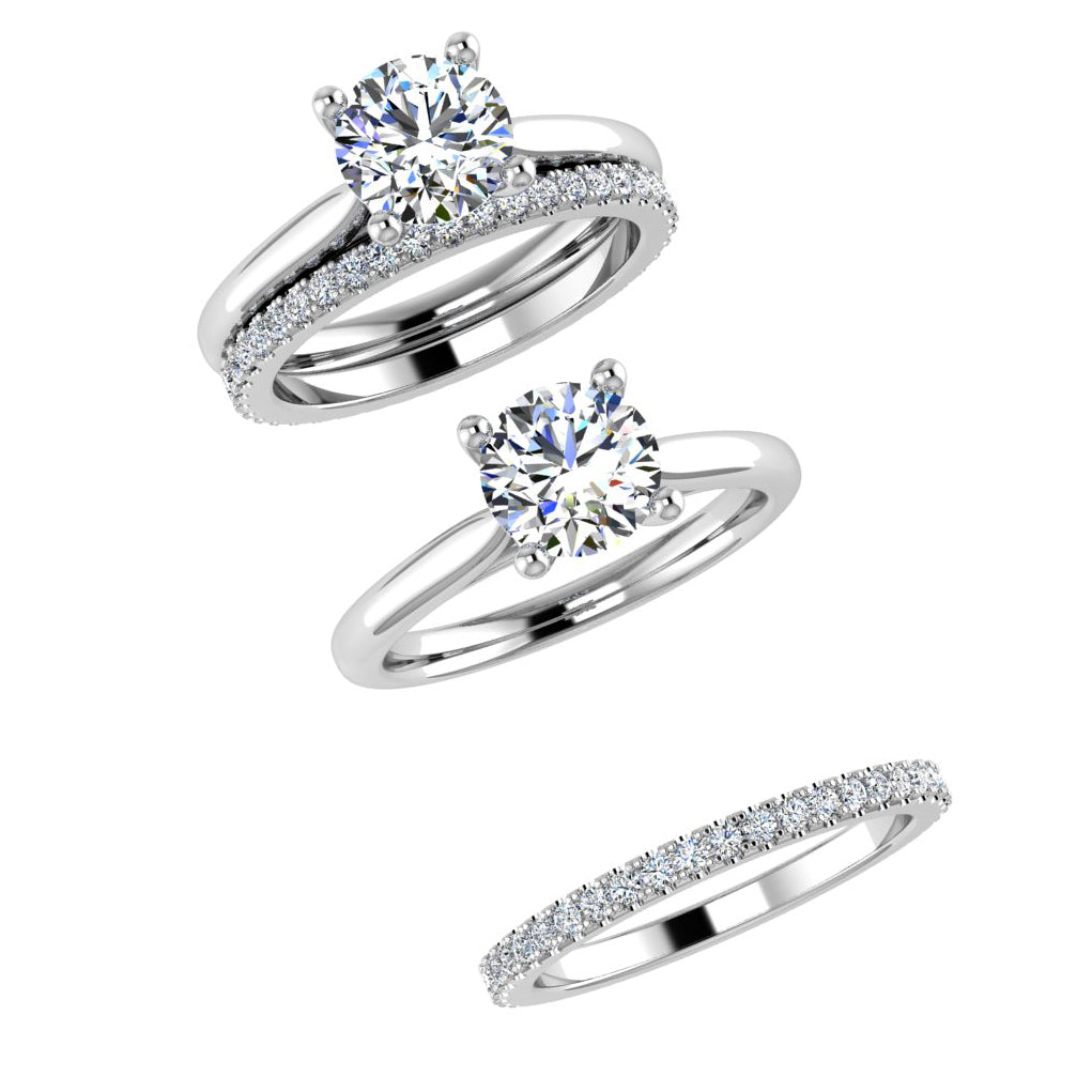 Diamond Peekaboo Engagement Ring and Eternity Band - TheNetJeweler