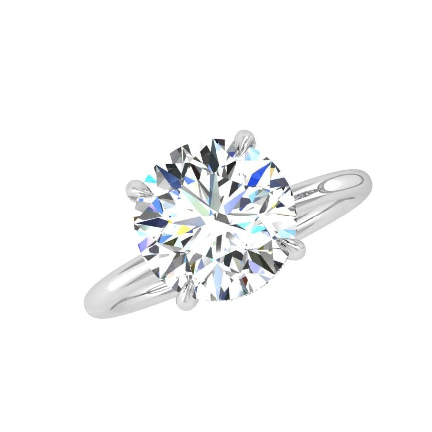 Round Diamond Secret Halo Solitaire Engagement Ring - Thenetjeweler