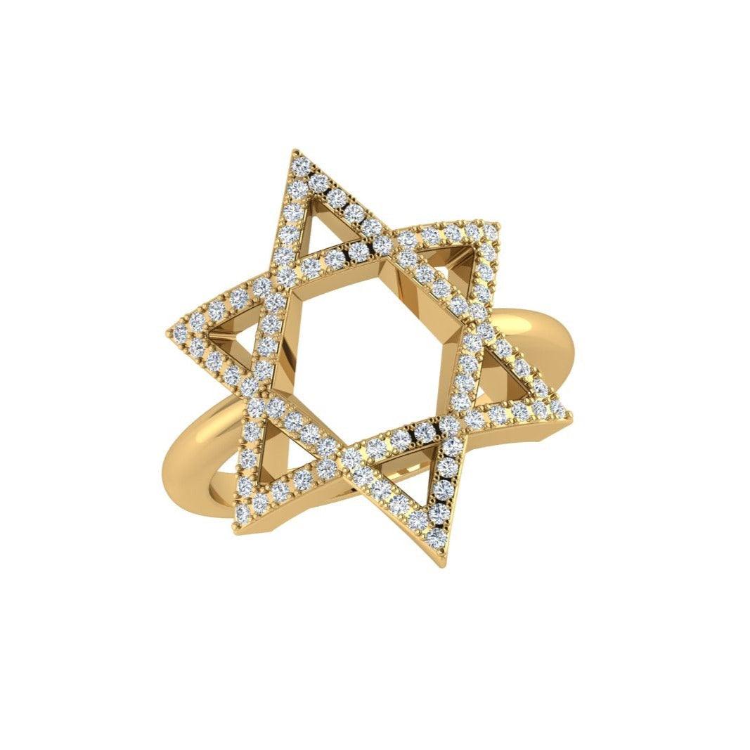 Diamond Star of David Ring 14K Gold - TheNetJeweler