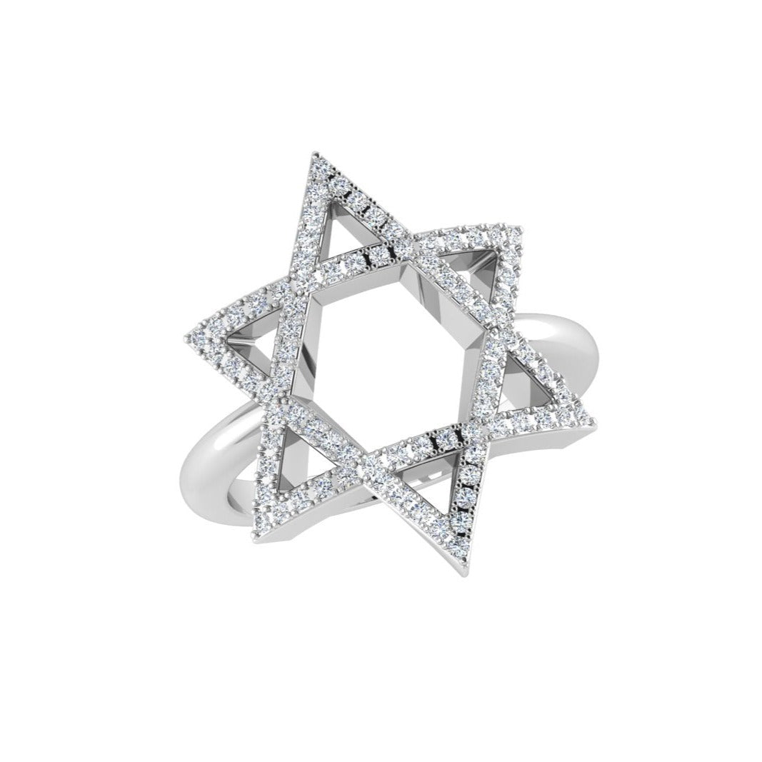 Diamond Star of David Ring 14K Gold  - TheNetJeweler