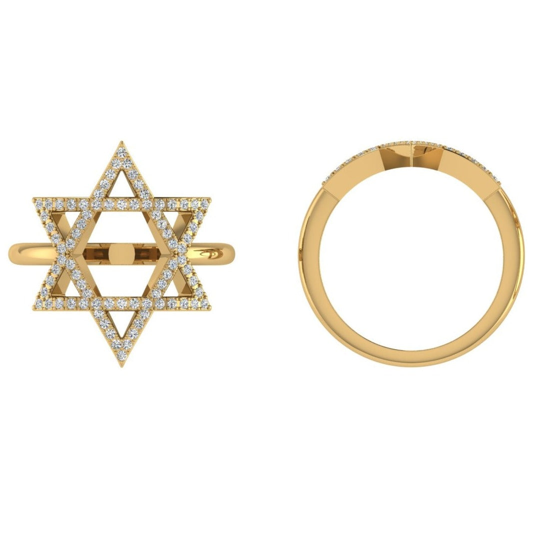 Diamond Star of David Ring 14K Gold - TheNetJeweler