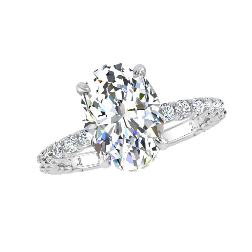 Oval Cut Hidden Halo Diamond Ring 0.70CT - Thenetjeweler