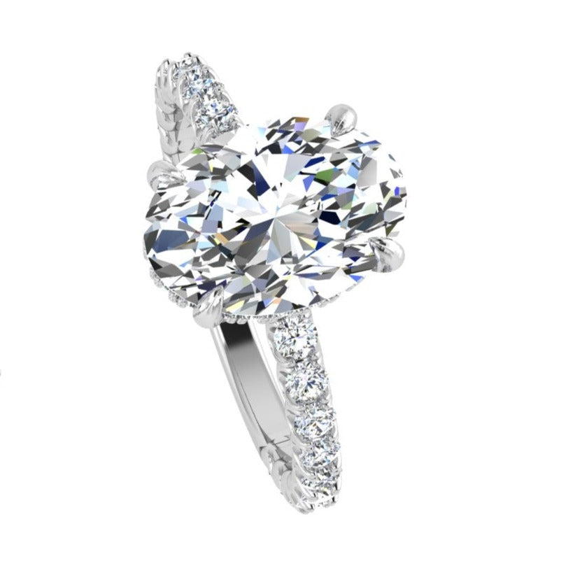Oval Cut Hidden Halo Diamond Ring 0.70CT - Thenetjeweler