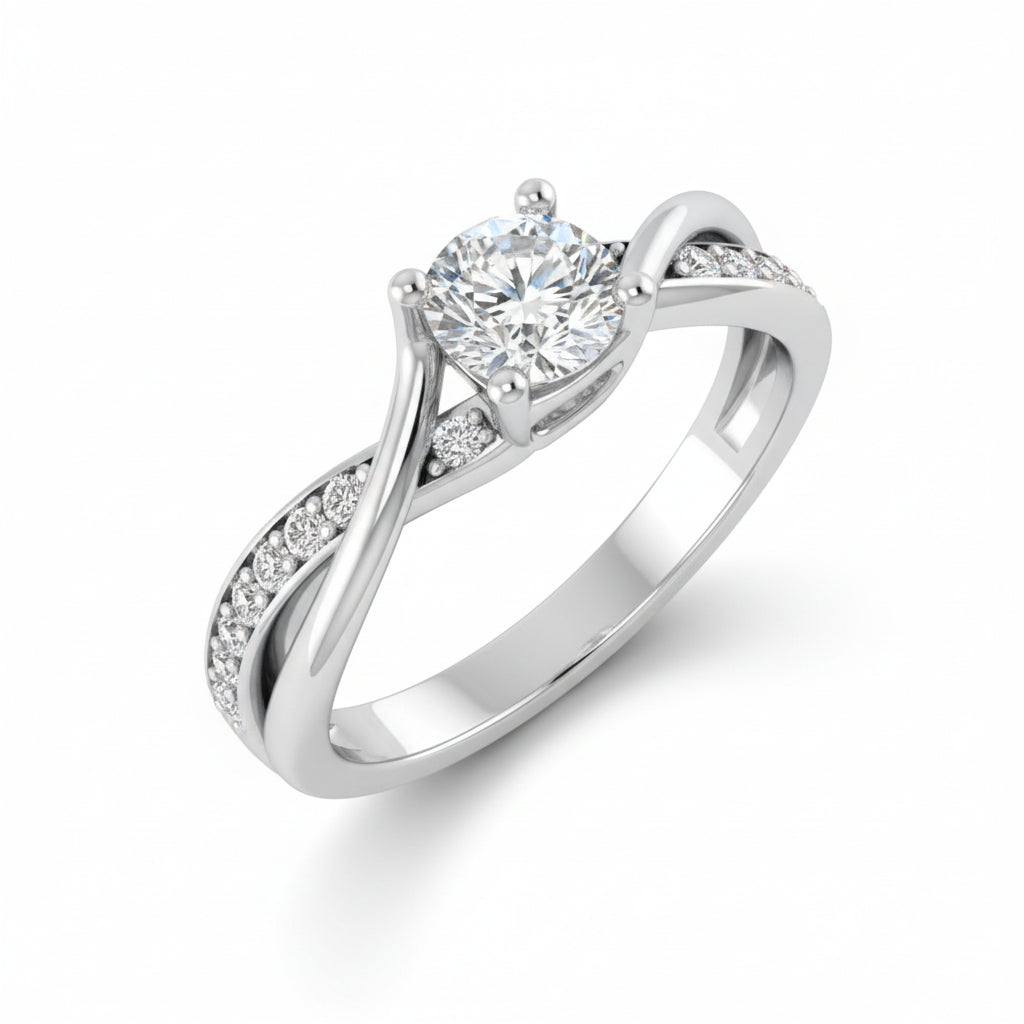 Diamond Infinity Twist Ring and Matching Band 14K Gold - Thenetjeweler