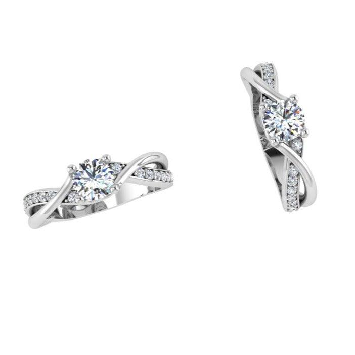 Diamond Infinity Twist Ring and Matching Band 14K Gold - Thenetjeweler
