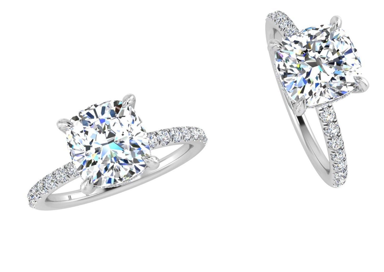 Cushion Diamond Pave Engagement Ring - Thenetjeweler