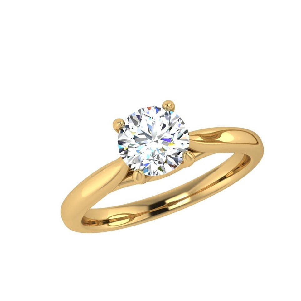 18K Gold Round Diamond Solitaire Engagement Ring - Thenetjeweler