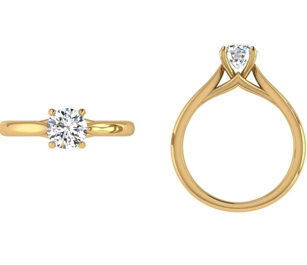 18K Gold Round Diamond Solitaire Engagement Ring - Thenetjeweler