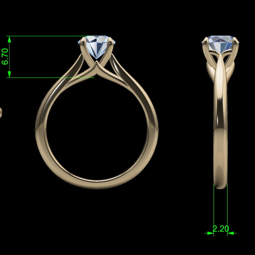 18K Gold Round Diamond Solitaire Engagement Ring - Thenetjeweler