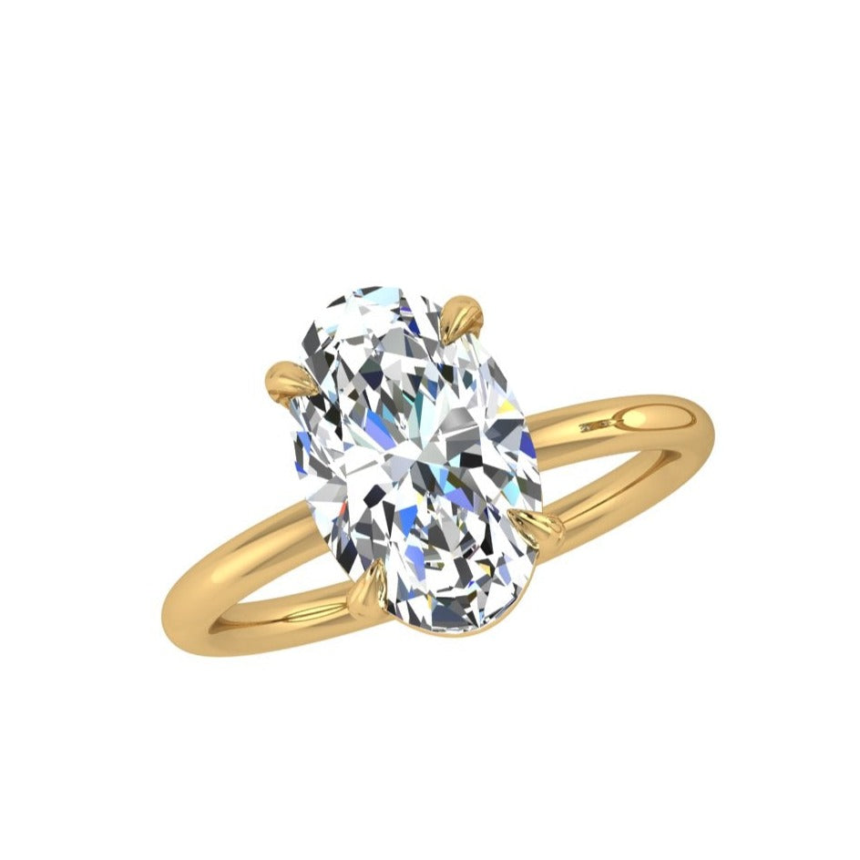 Oval Diamond Solitaire Engagement Ring 18K Gold - Thenetjeweler