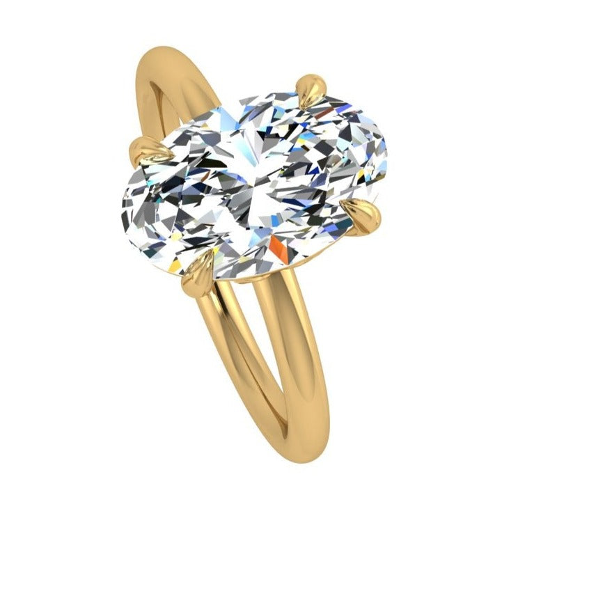 Oval Diamond Solitaire Engagement Ring 18K Gold - Thenetjeweler