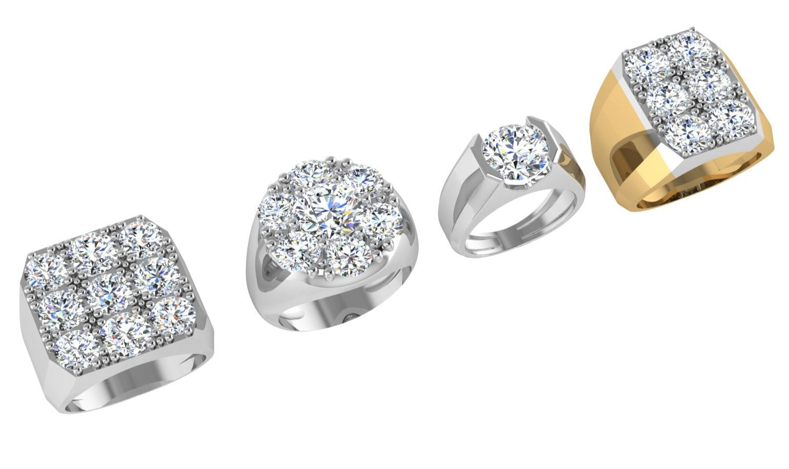 14K Yellow Gold Men's Signet Diamond Ring - Thenetjeweler