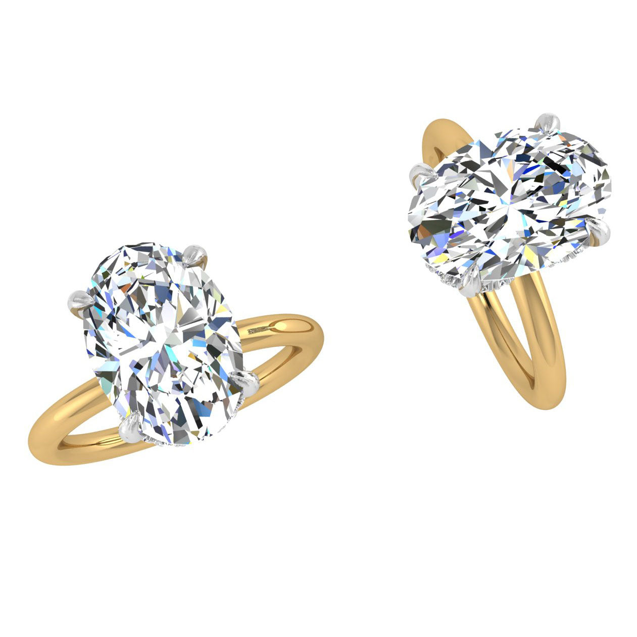 Oval Diamond Engagment Ring with Accented Prongs - Thenetjeweler