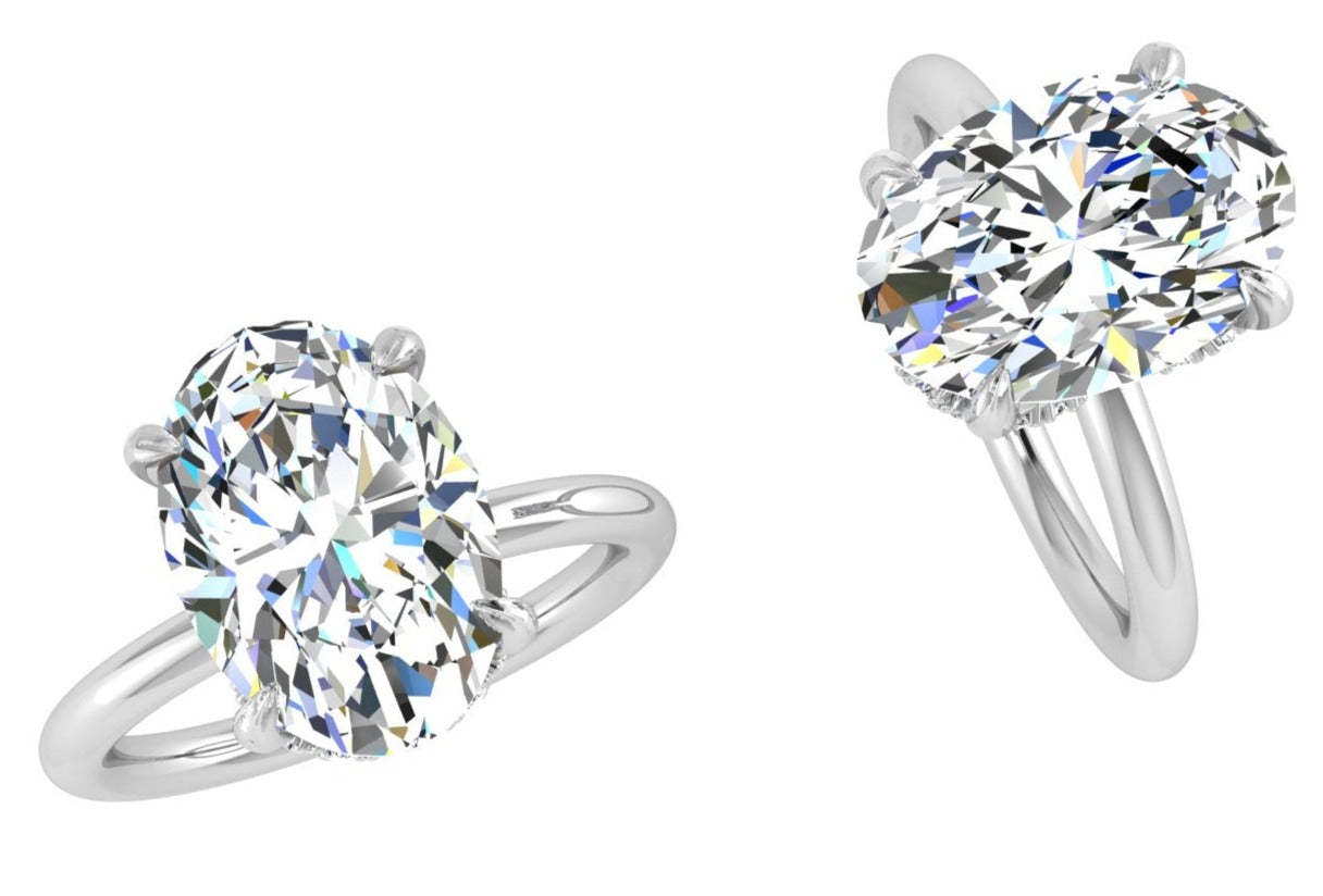 Oval Diamond Engagment Ring with Accented Prongs - Thenetjeweler
