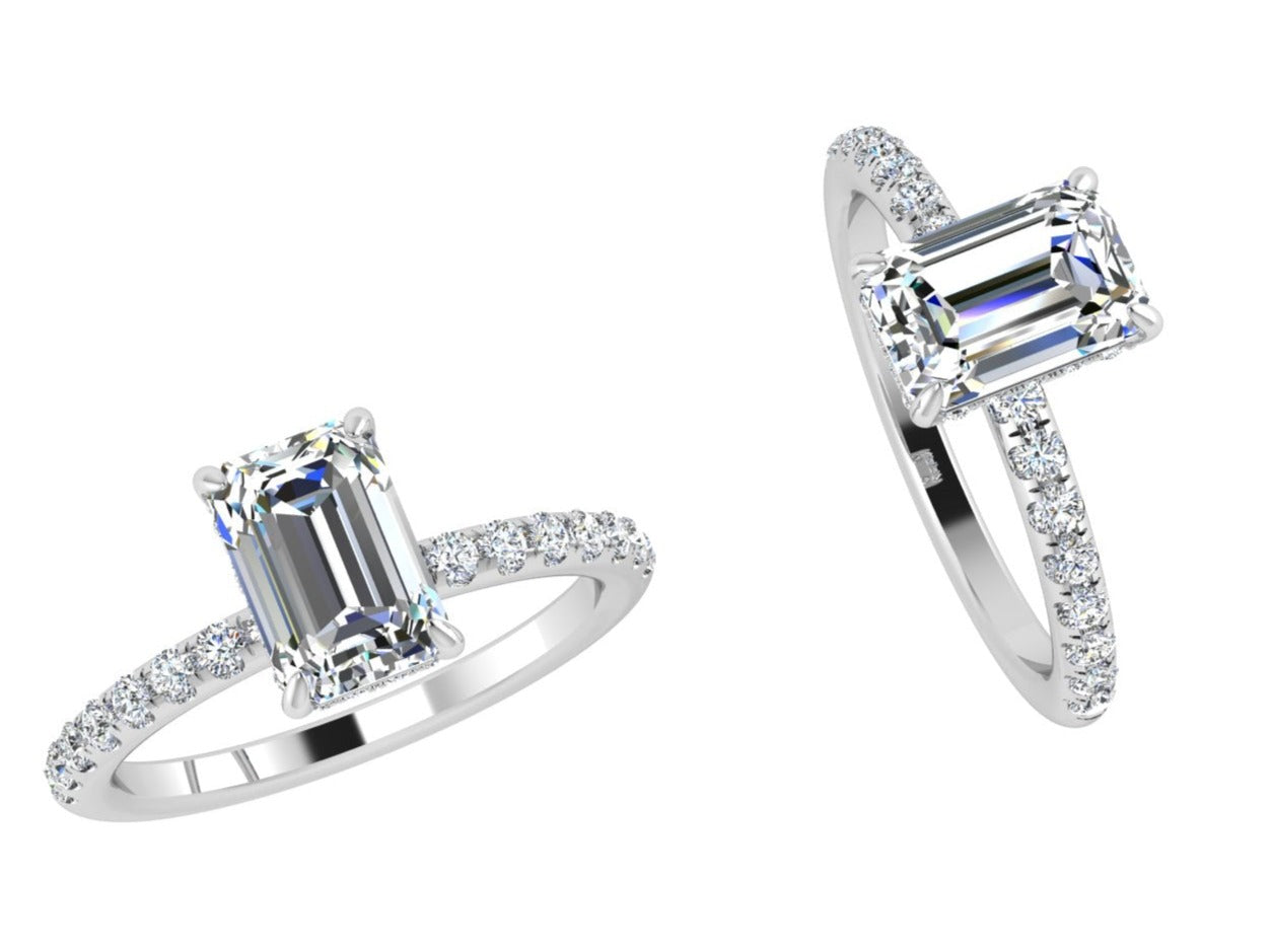 0.36 carat Emerald Diamond Encrusted Basket Engagement Ring - Thenetjeweler