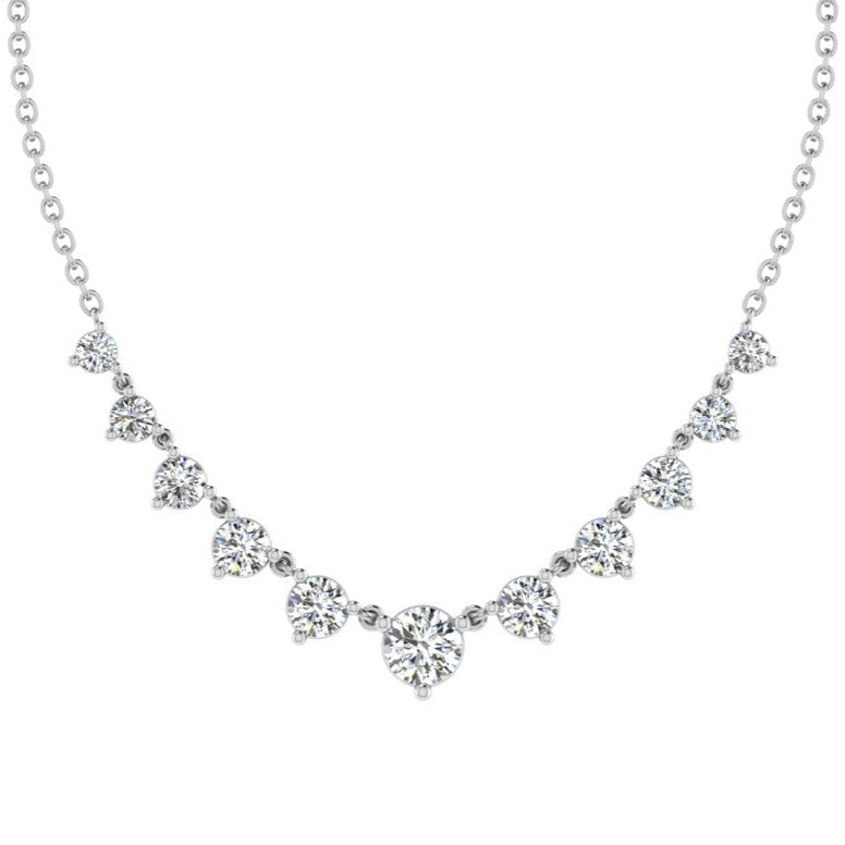 Linked Diamond Tennis Necklace White Gold - Thenetjeweler