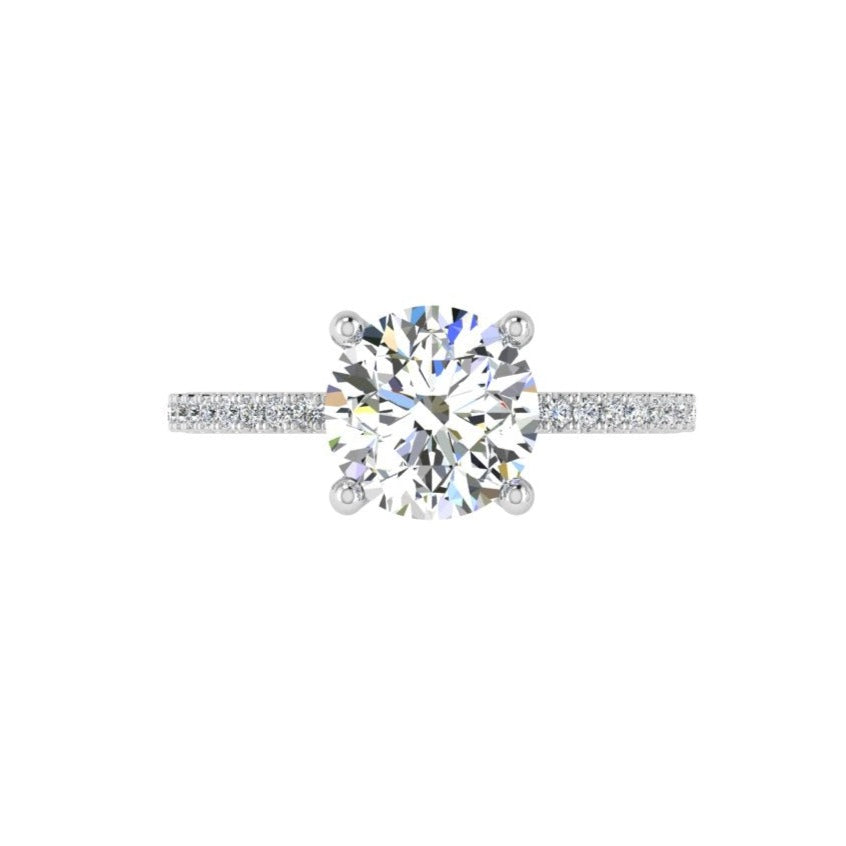 Round Diamond Side Stones Engagement Ring 0.32 ct - Thenetjeweler