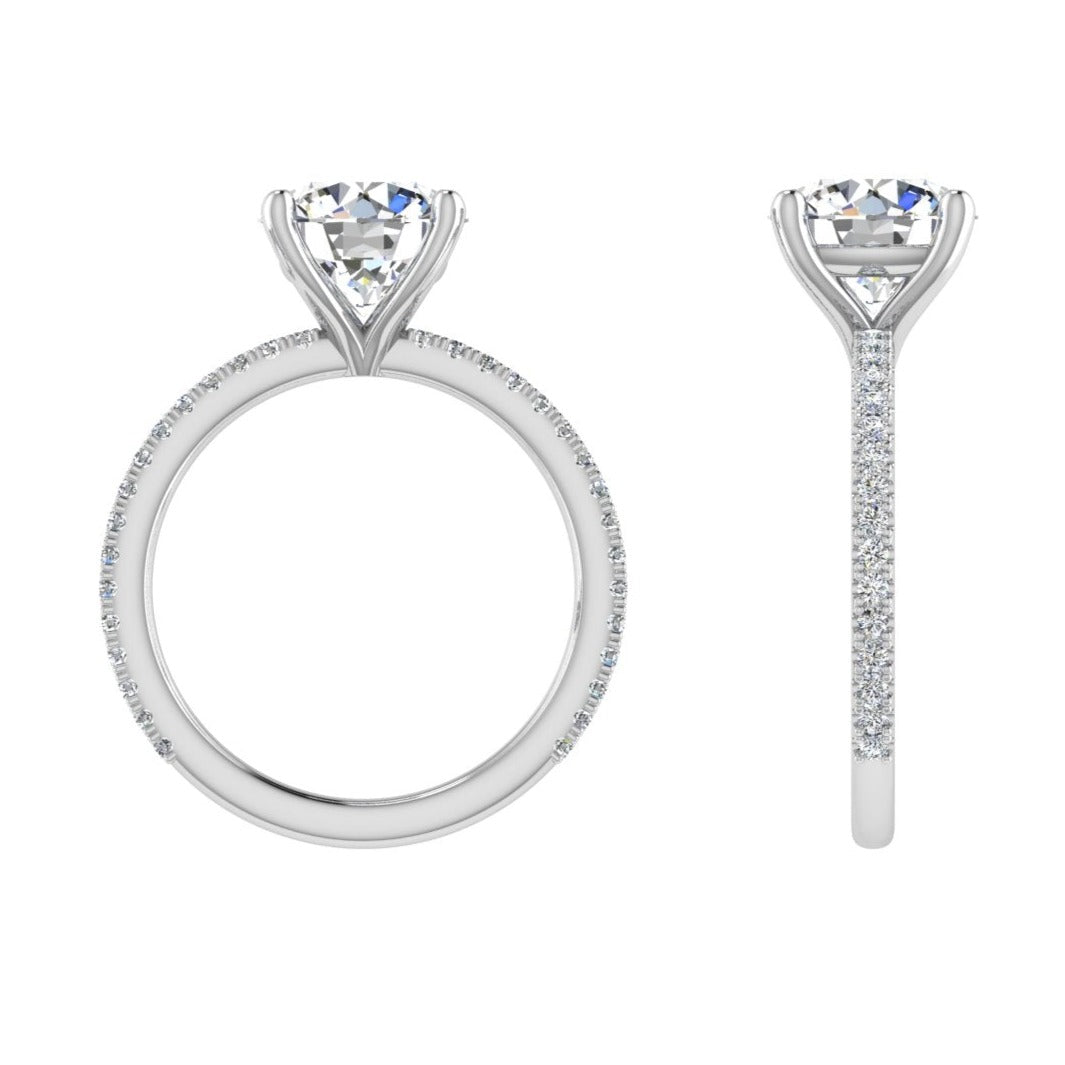 Round Diamond Side Stones Engagement Ring 0.32 ct - Thenetjeweler
