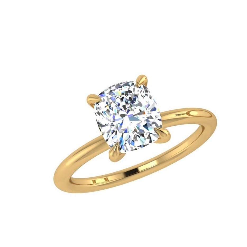 Solitaire Rectangle Cushion Diamond Ring 18k - Thenetjeweler