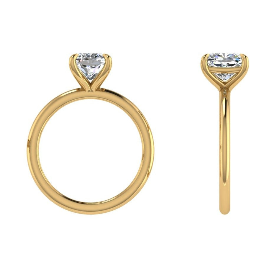 Solitaire Rectangle Cushion Diamond Ring 18k - Thenetjeweler
