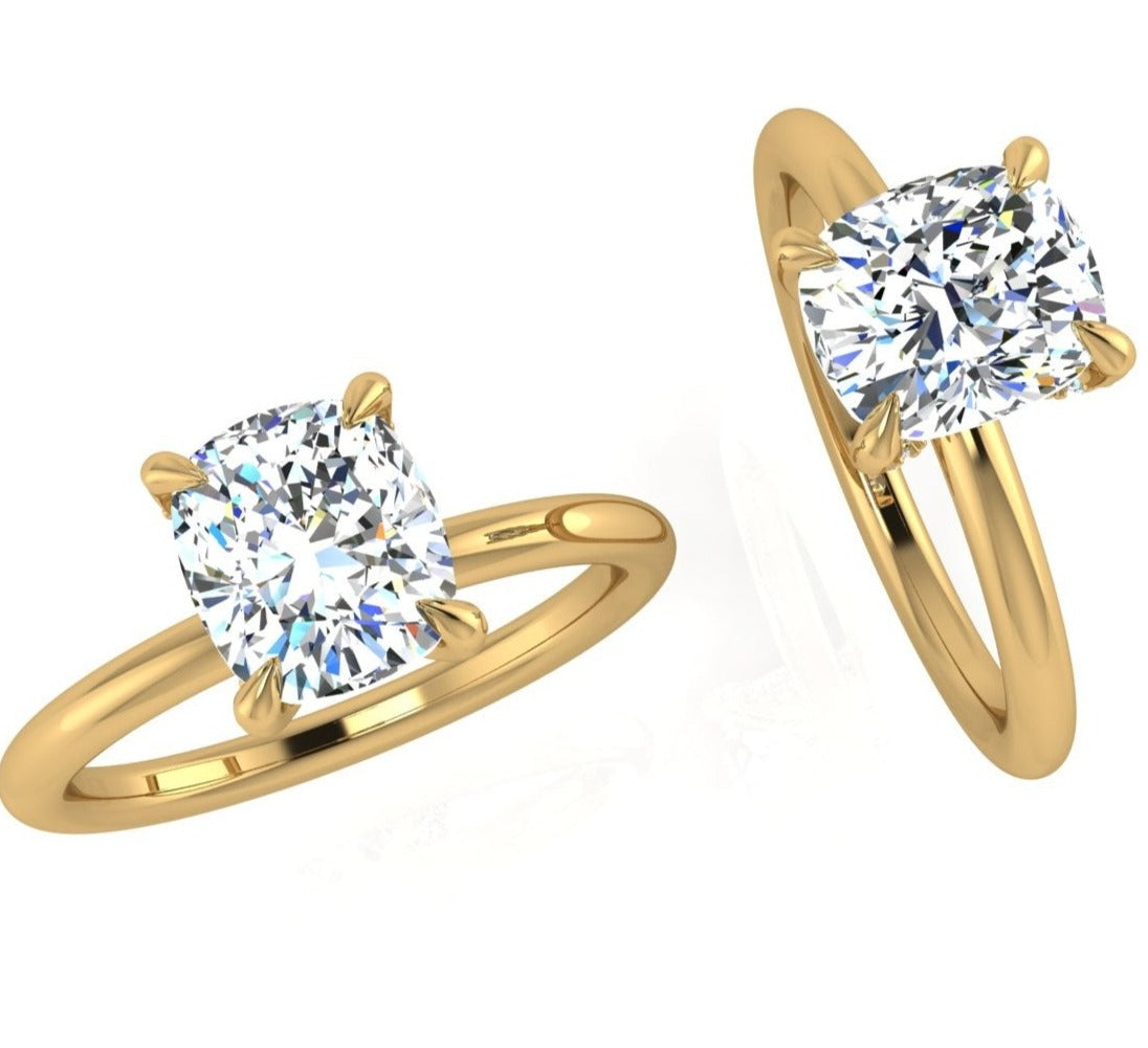 Cushion Diamond Engagement Ring Under Halo 0.07 ct. tw. - Thenetjeweler